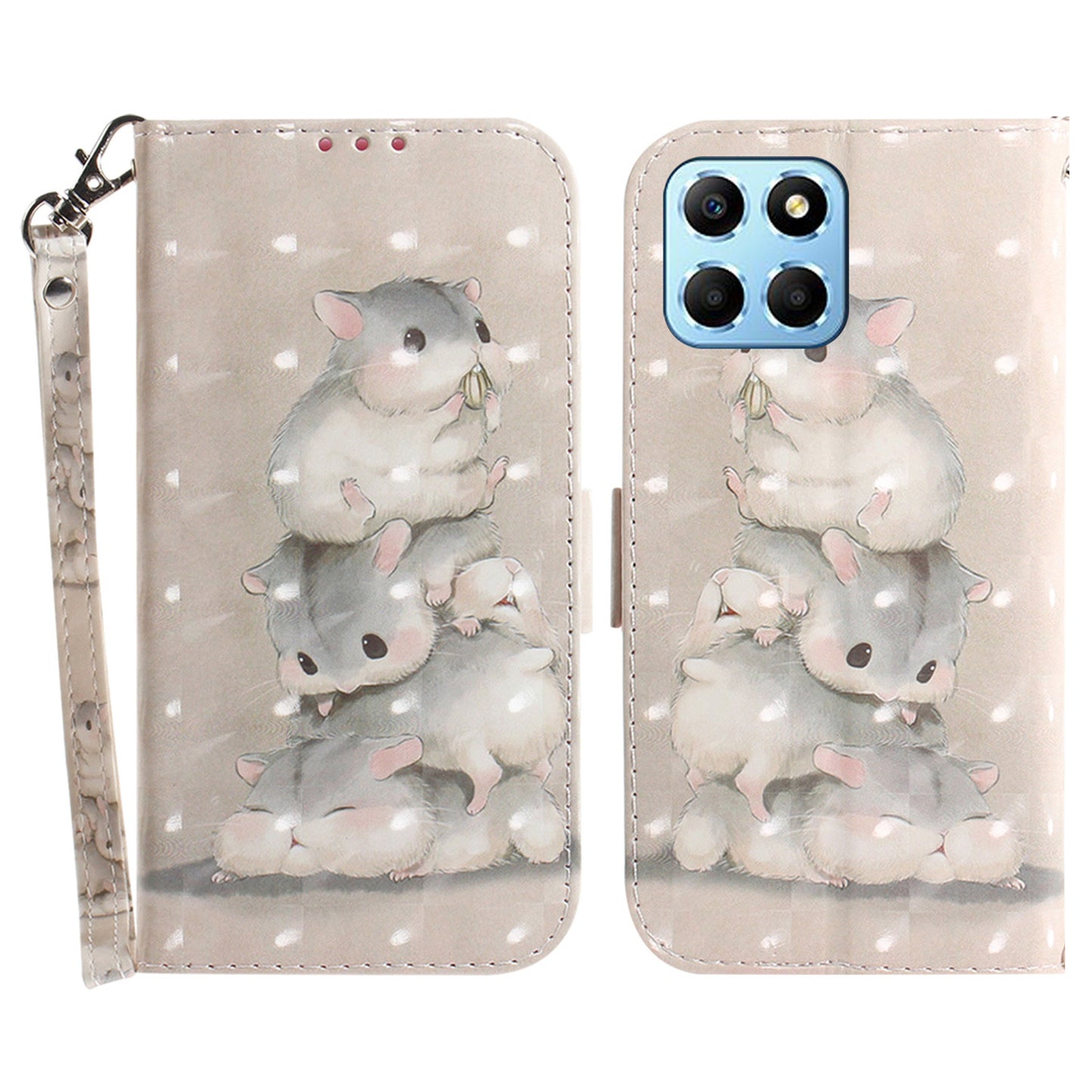 PU Leather Case for Honor X8 5G Protective Shell Wallet Phone Flip Cover with Strap