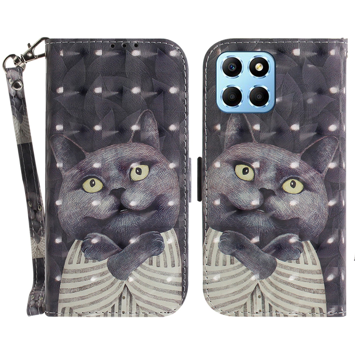 PU Leather Case for Honor X8 5G Protective Shell Wallet Phone Flip Cover with Strap