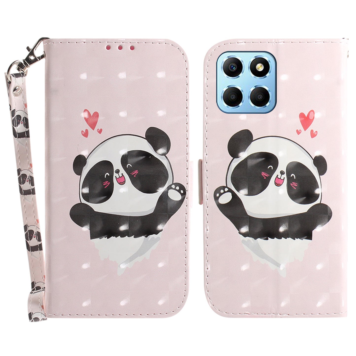 PU Leather Case for Honor X8 5G Protective Shell Wallet Phone Flip Cover with Strap