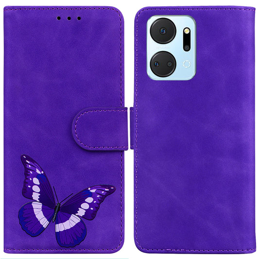 For Honor X7a 5G Butterfly Pattern Printing Wallet Phone Stand Cover Leather Phone Case