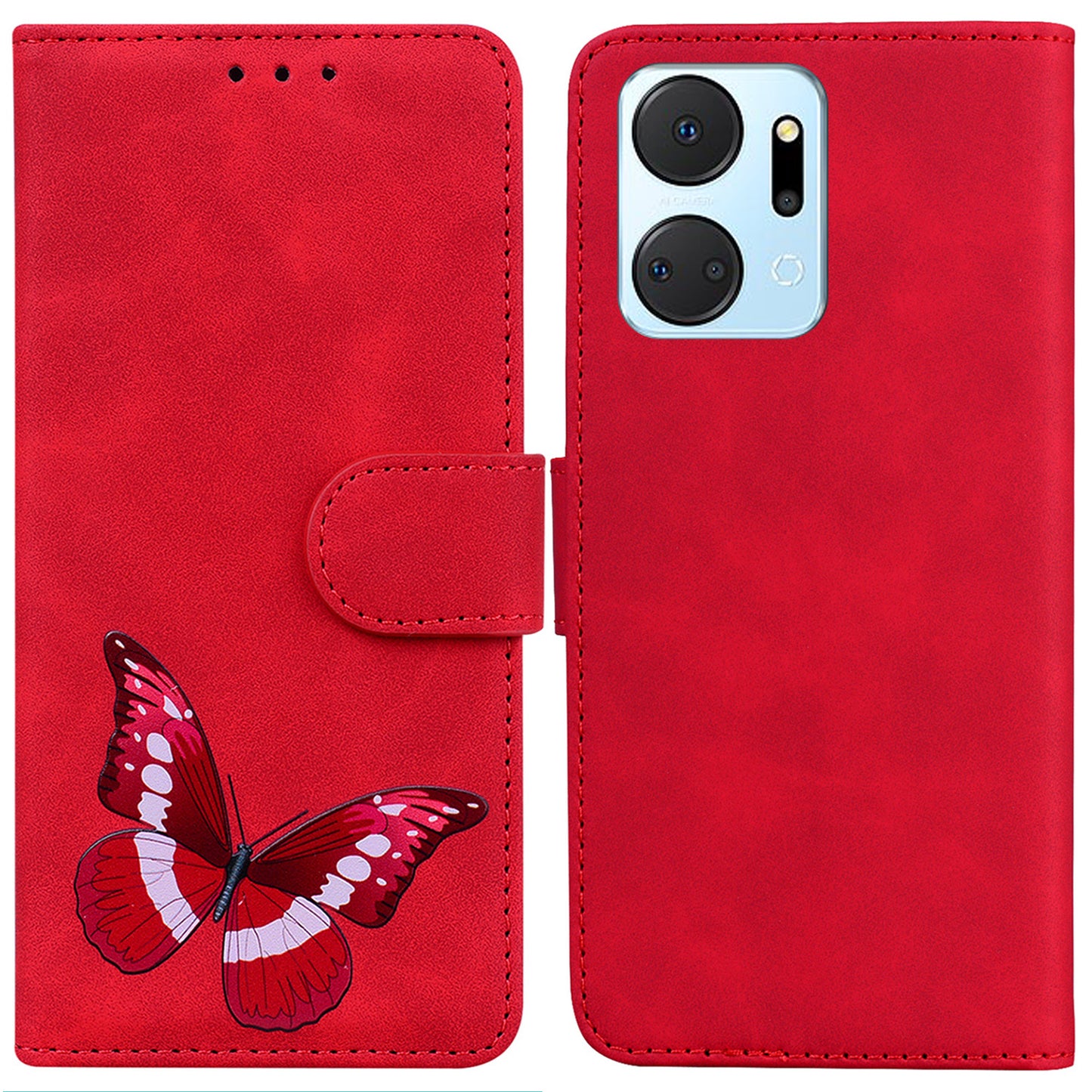 For Honor X7a 5G Butterfly Pattern Printing Wallet Phone Stand Cover Leather Phone Case