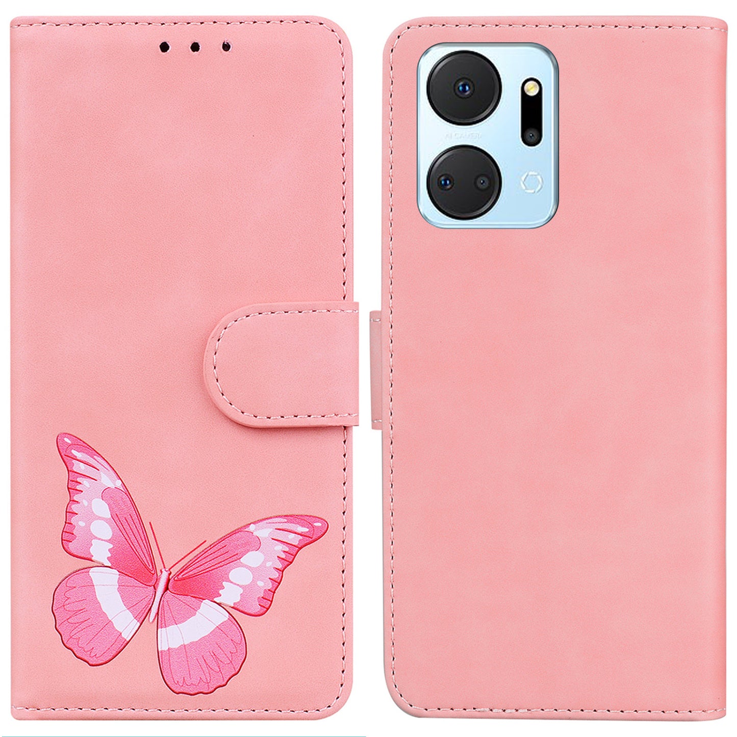 For Honor X7a 5G Butterfly Pattern Printing Wallet Phone Stand Cover Leather Phone Case