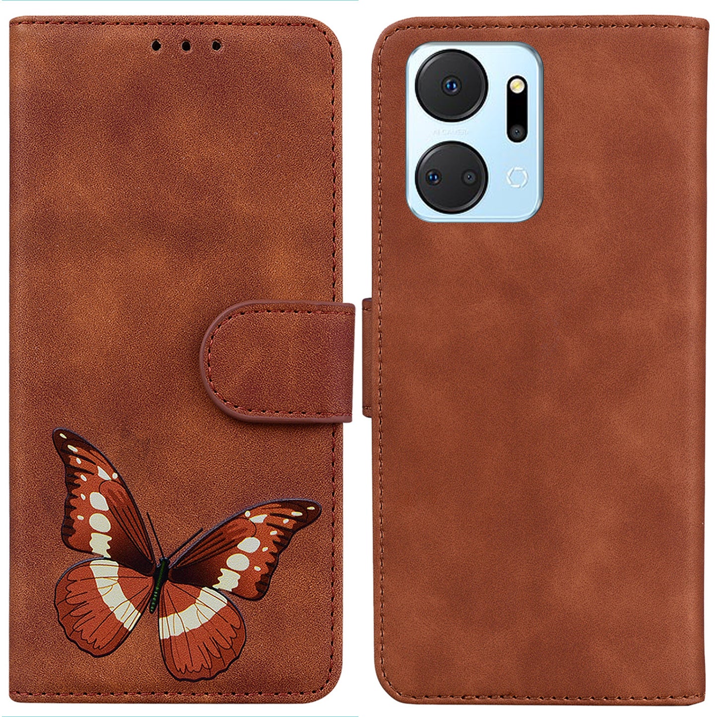 For Honor X7a 5G Butterfly Pattern Printing Wallet Phone Stand Cover Leather Phone Case