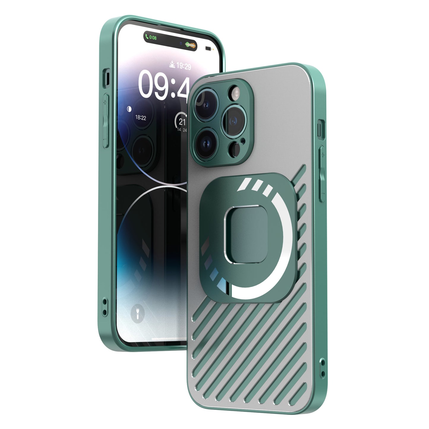 R-JUST SJ55 For iPhone 14 Pro TPU+PC+Metal Back Cover Hollow Magnetic Anti-drop Phone Case Compatible with MagSafe