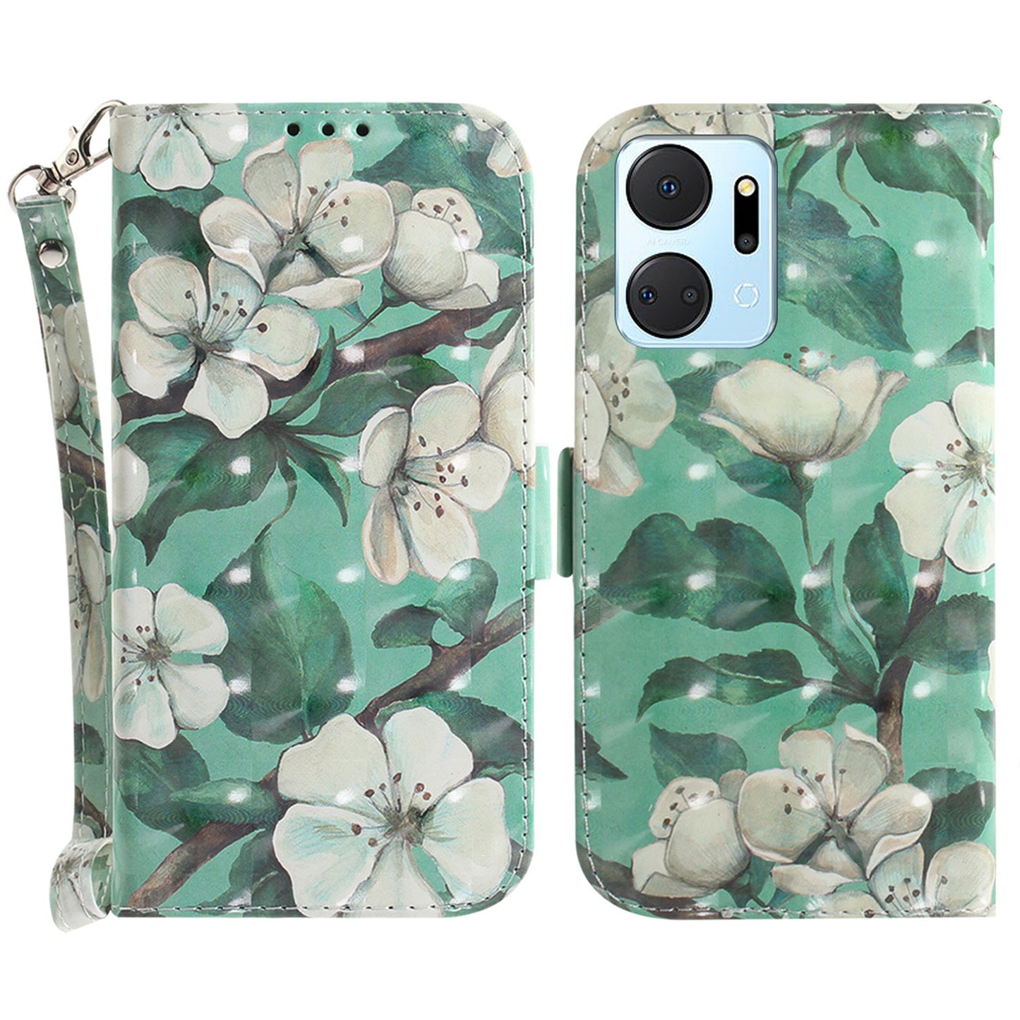 PU Leather Case for Honor X7a 5G Protective Case Wallet Phone Cover with Strap