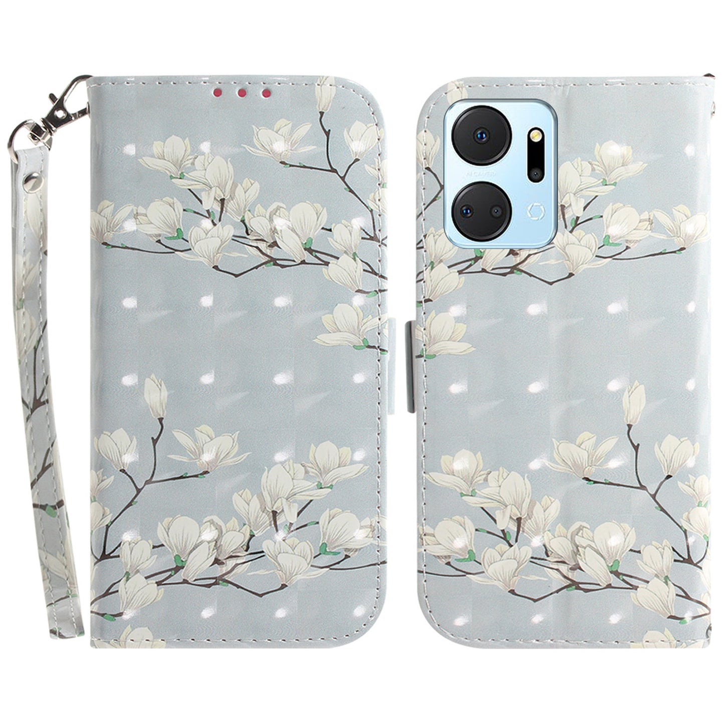 PU Leather Case for Honor X7a 5G Protective Case Wallet Phone Cover with Strap