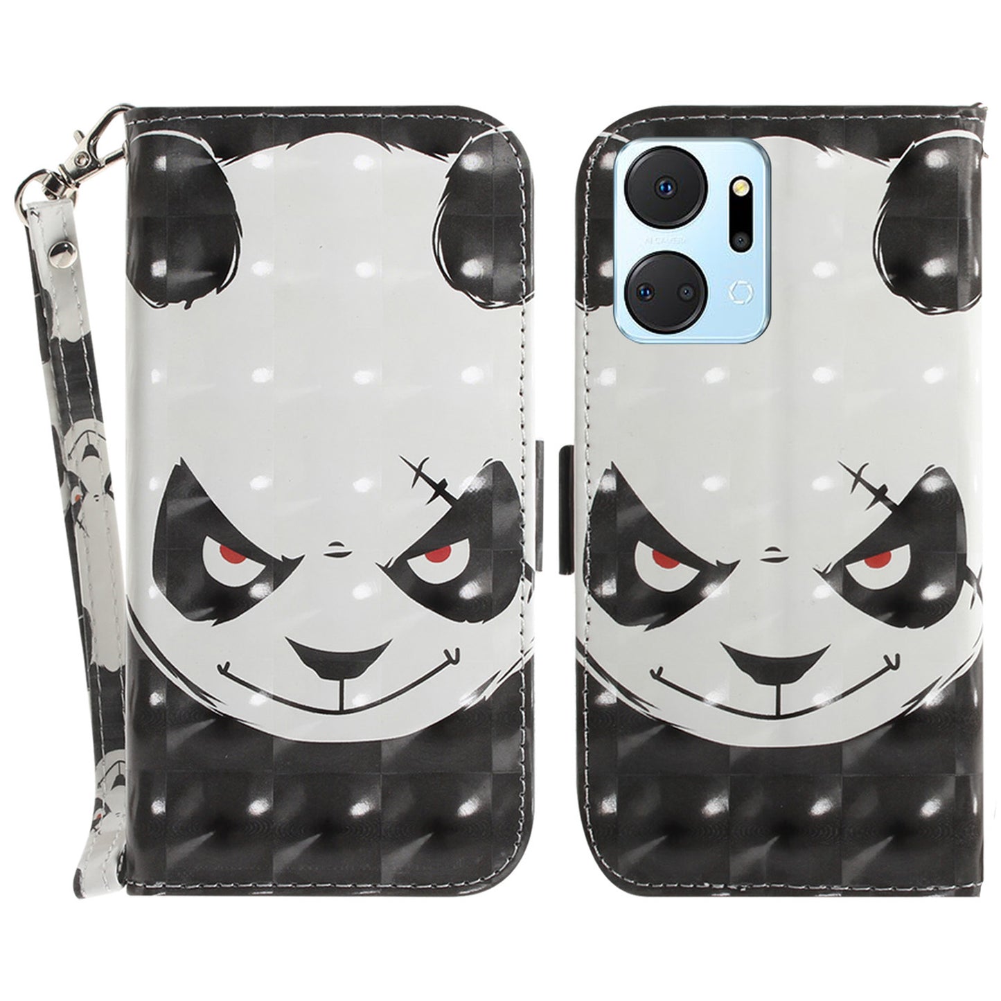 PU Leather Case for Honor X7a 5G Protective Case Wallet Phone Cover with Strap