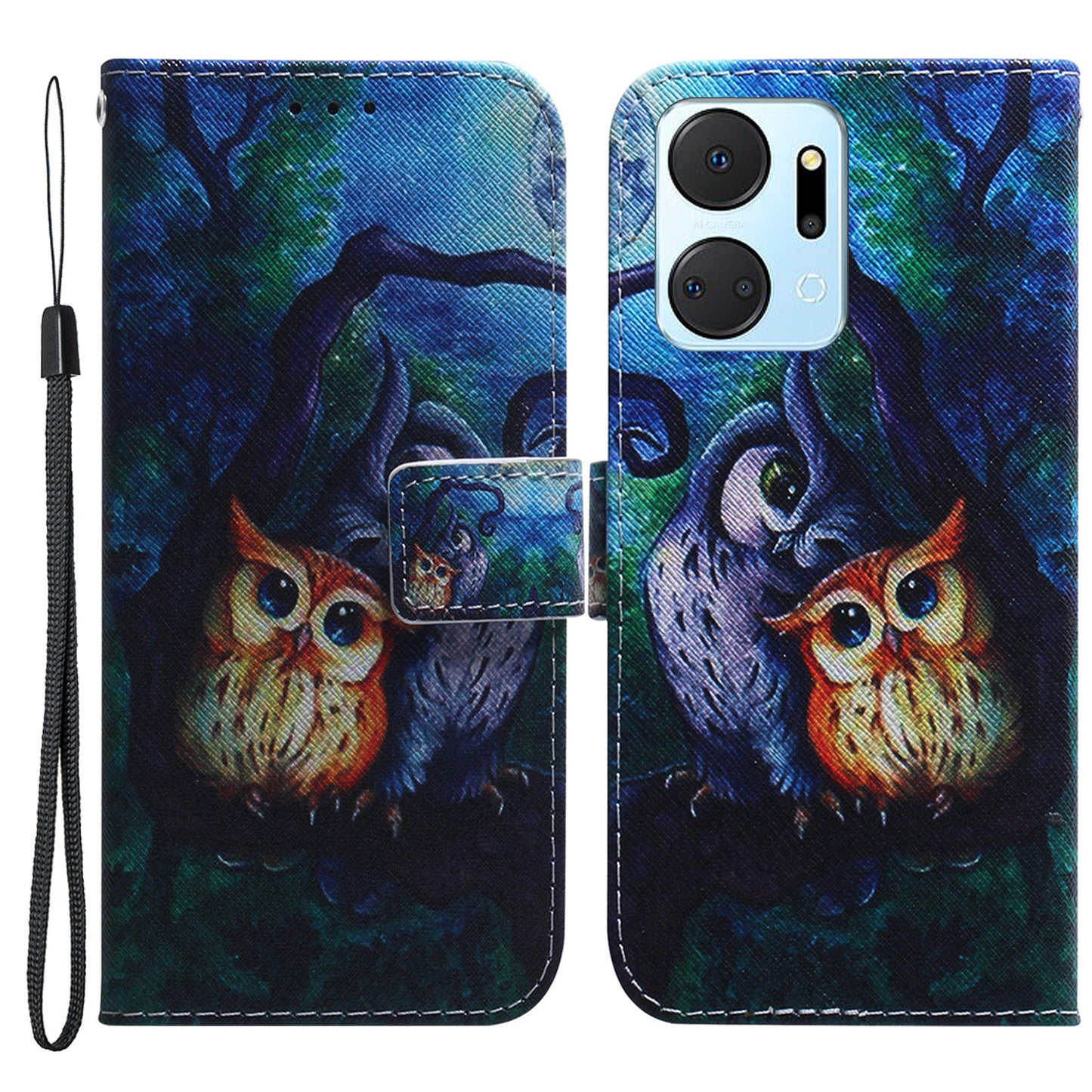 Protective Case for Honor X7a 5G PU Leather Folio Flip Cover Wallet Phone Case with Strap