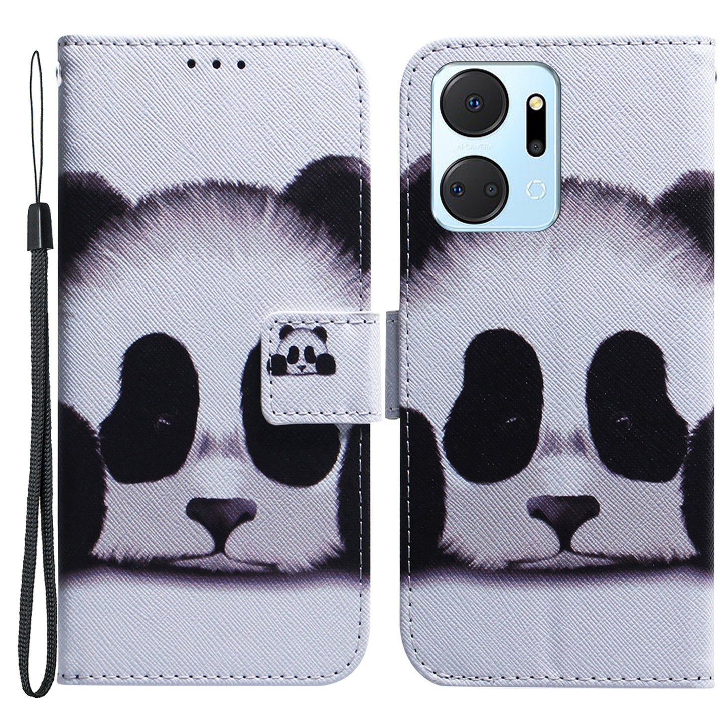 Protective Case for Honor X7a 5G PU Leather Folio Flip Cover Wallet Phone Case with Strap