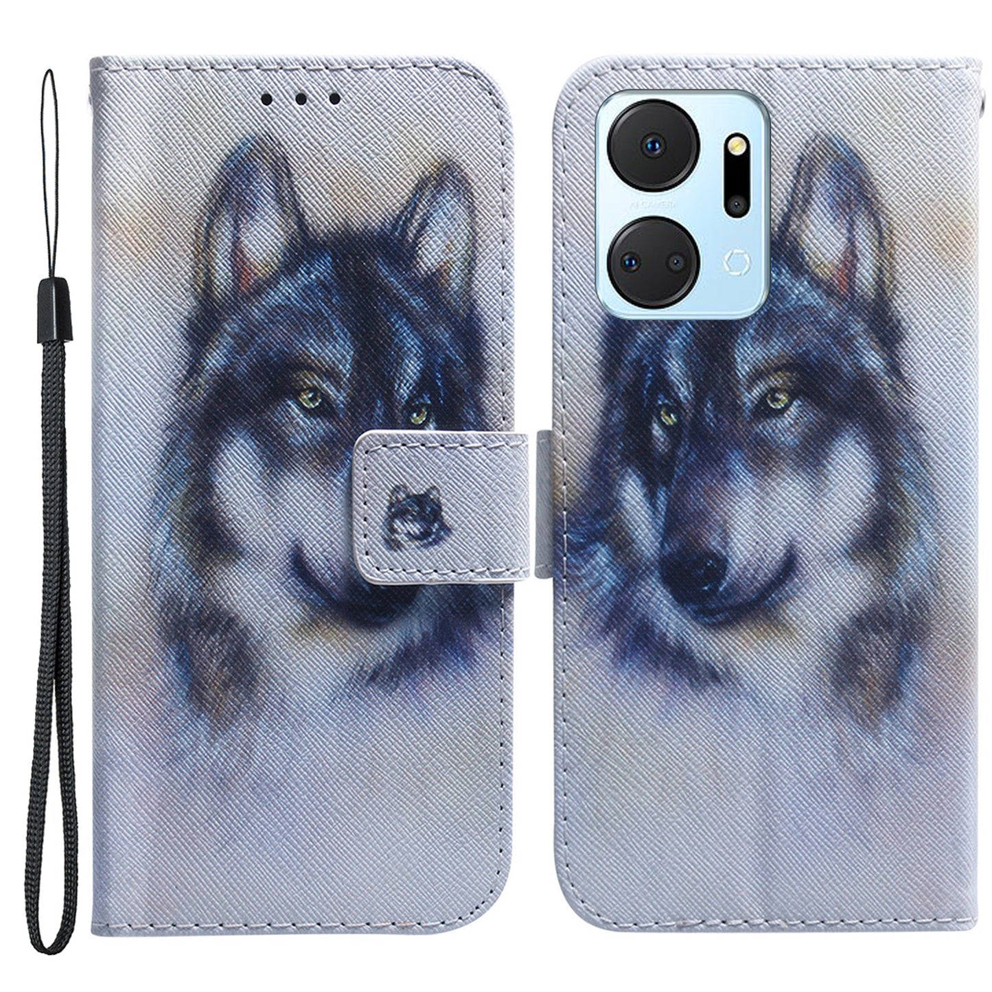 Protective Case for Honor X7a 5G PU Leather Folio Flip Cover Wallet Phone Case with Strap