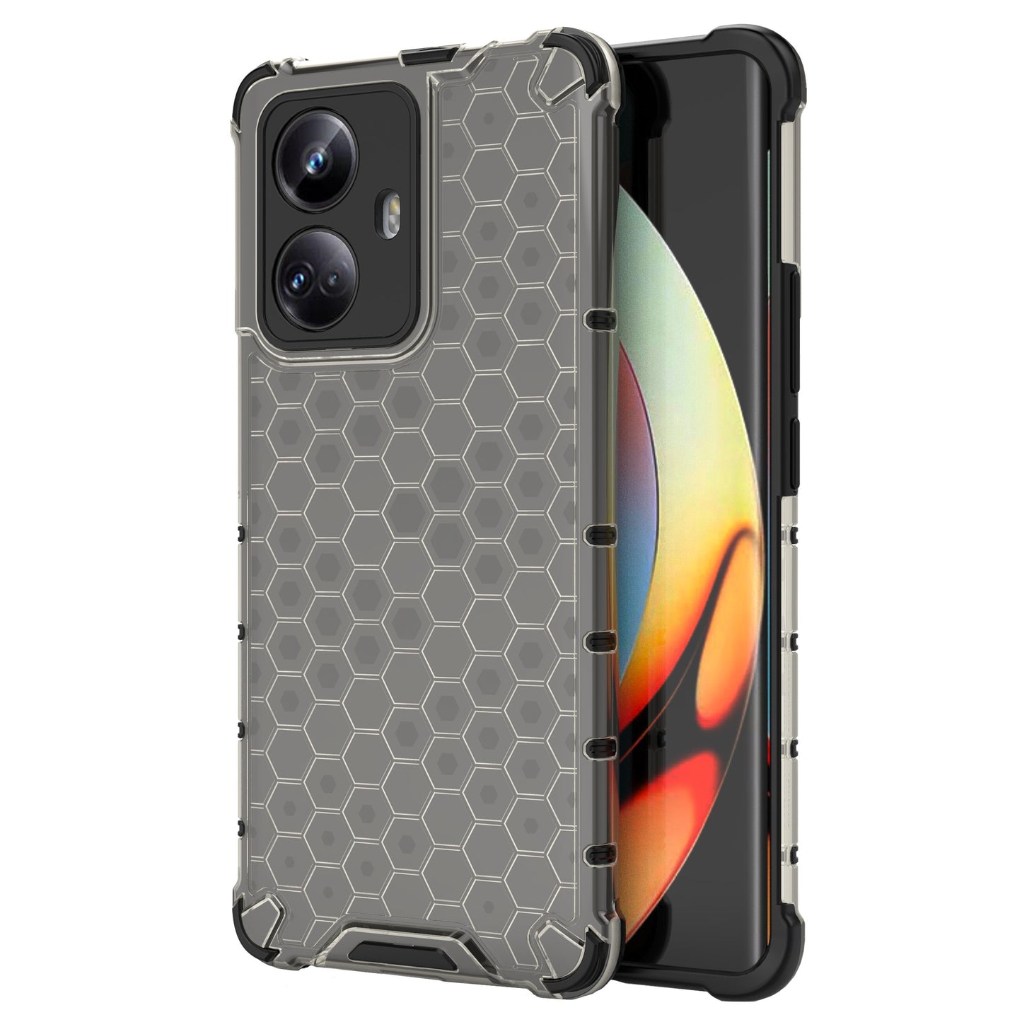For Realme 10 Pro+ 5G Honeycomb Texture Protective Phone Case TPU+PC Cell Phone Cover