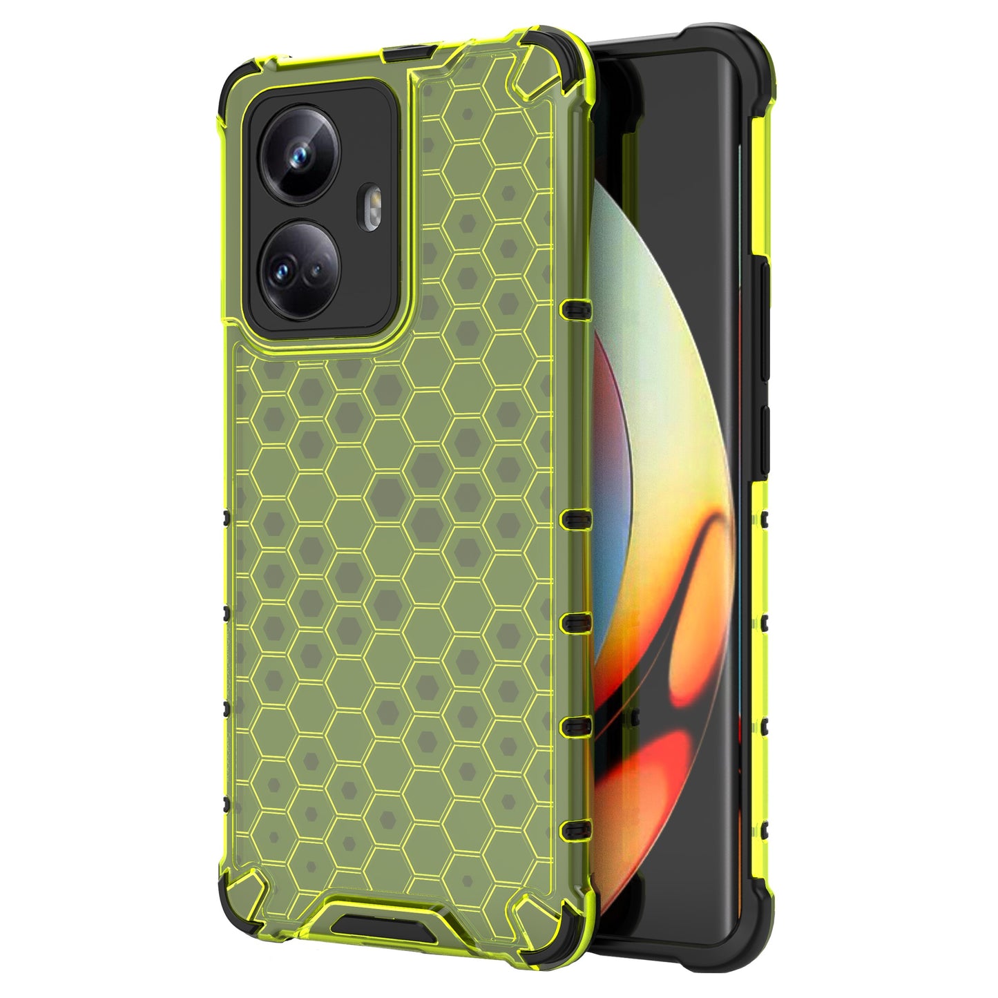 For Realme 10 Pro+ 5G Honeycomb Texture Protective Phone Case TPU+PC Cell Phone Cover
