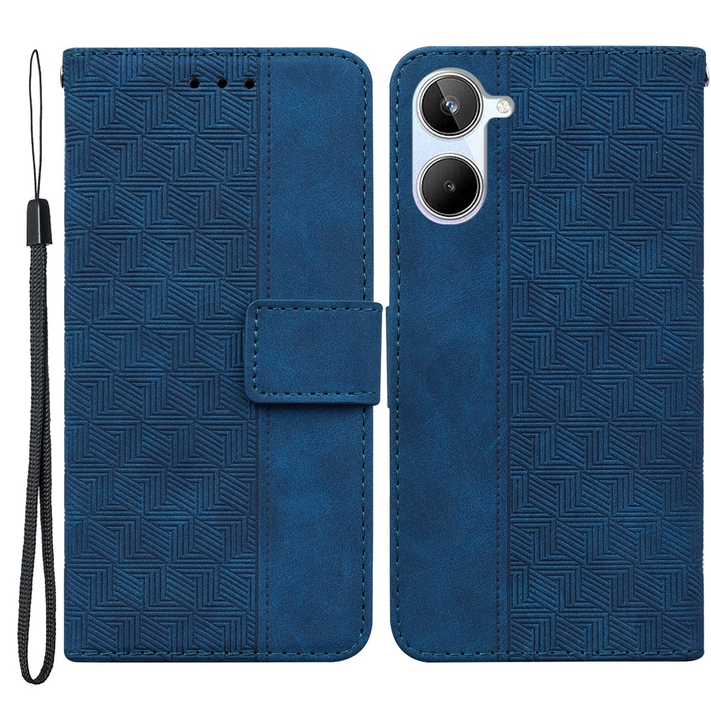 For Realme 10 4G Imprinted Leather Phone Case Phone Wallet Stand Cover with Hand Strap