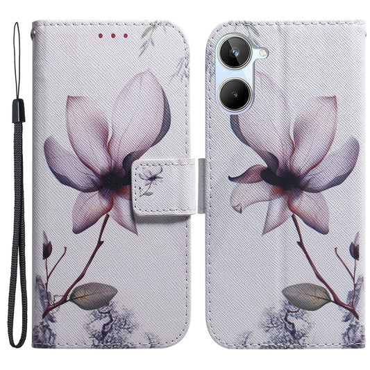 Anti-Drop Phone Case for Realme 10 4G PU Leather Cover Wallet Phone Protector with Strap