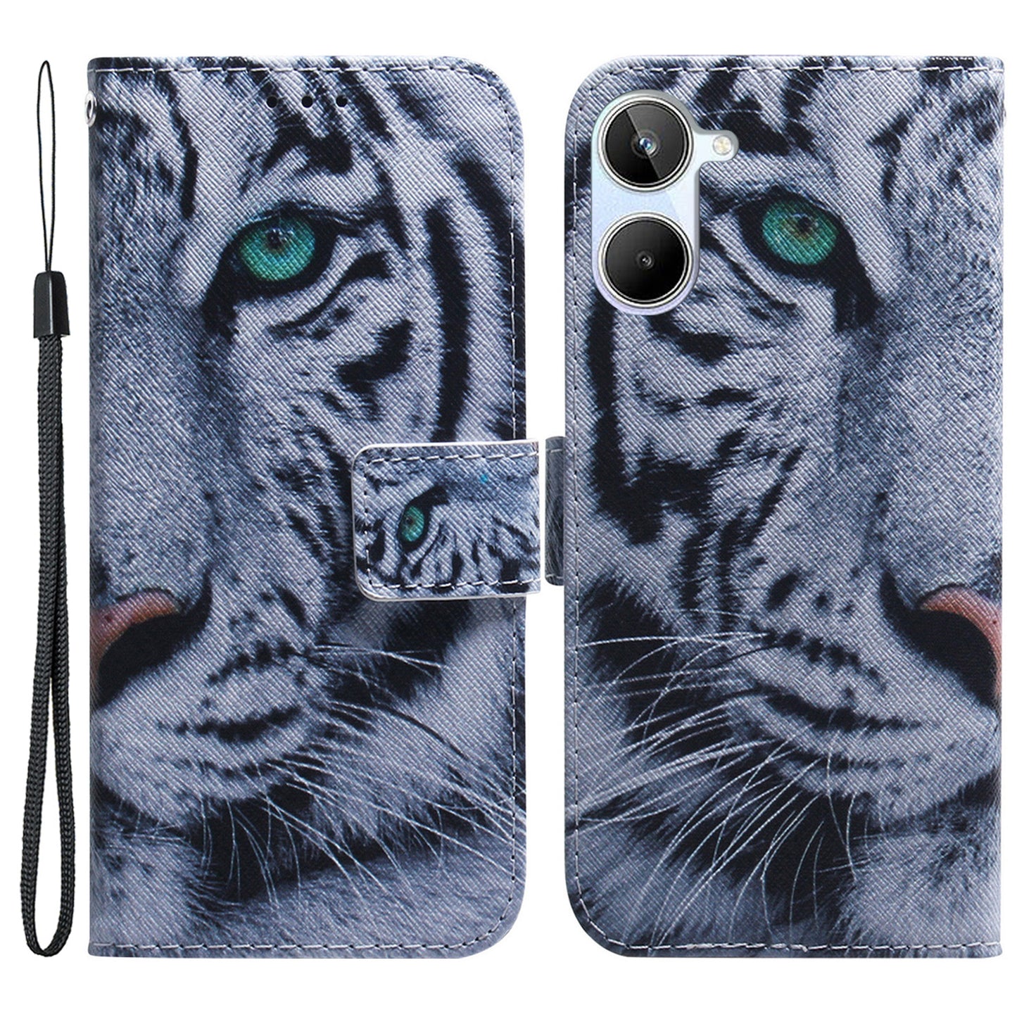 Anti-Drop Phone Case for Realme 10 4G PU Leather Cover Wallet Phone Protector with Strap