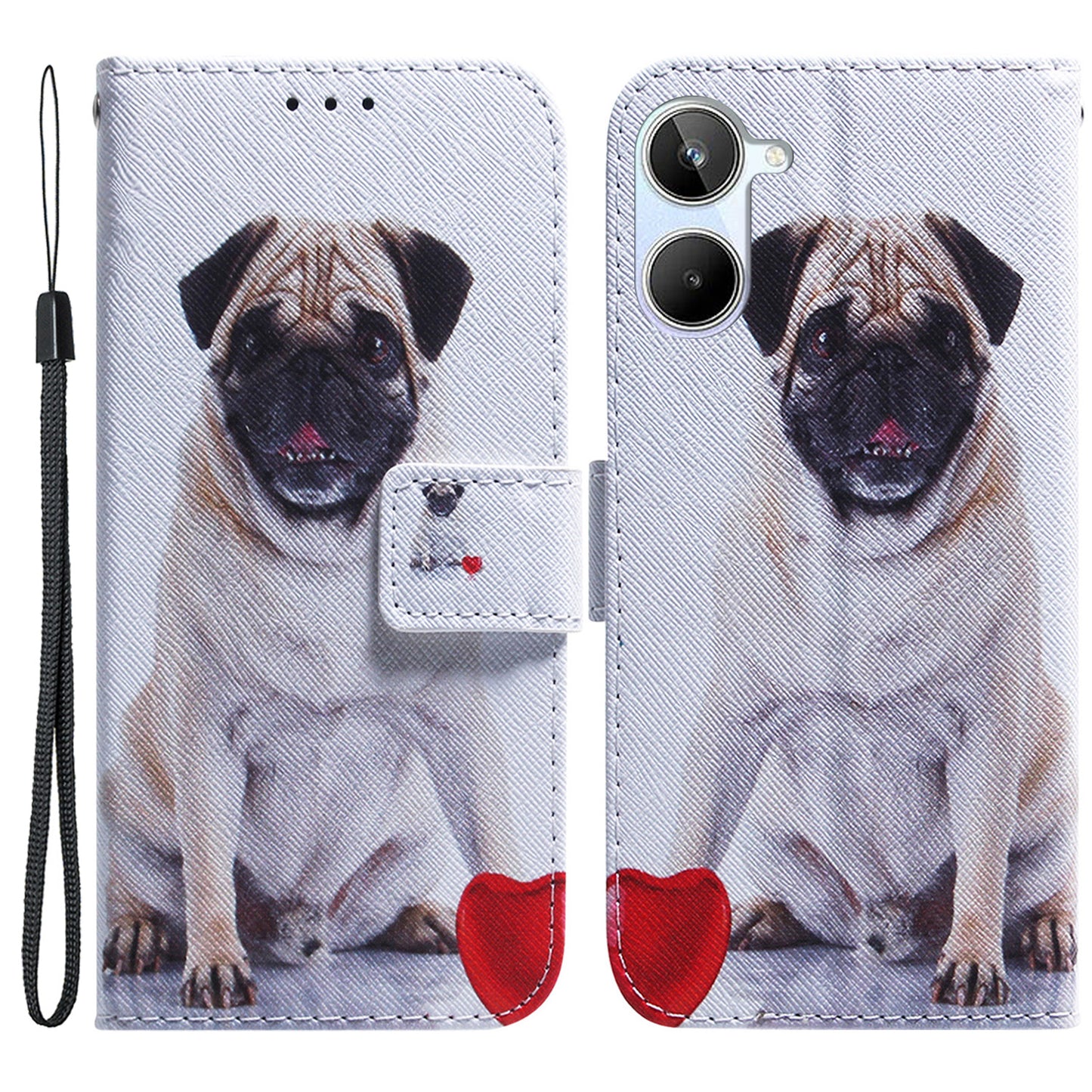 Anti-Drop Phone Case for Realme 10 4G PU Leather Cover Wallet Phone Protector with Strap