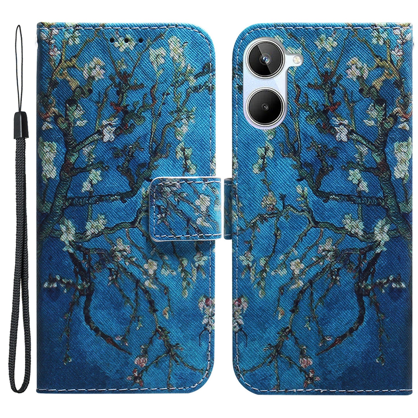 Anti-Drop Phone Case for Realme 10 4G PU Leather Cover Wallet Phone Protector with Strap