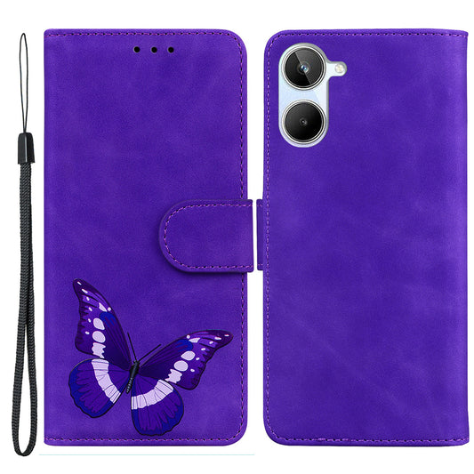 Phone Wallet Case for Realme 10 4G Butterfly Pattern Printing Stand Leather Phone Cover