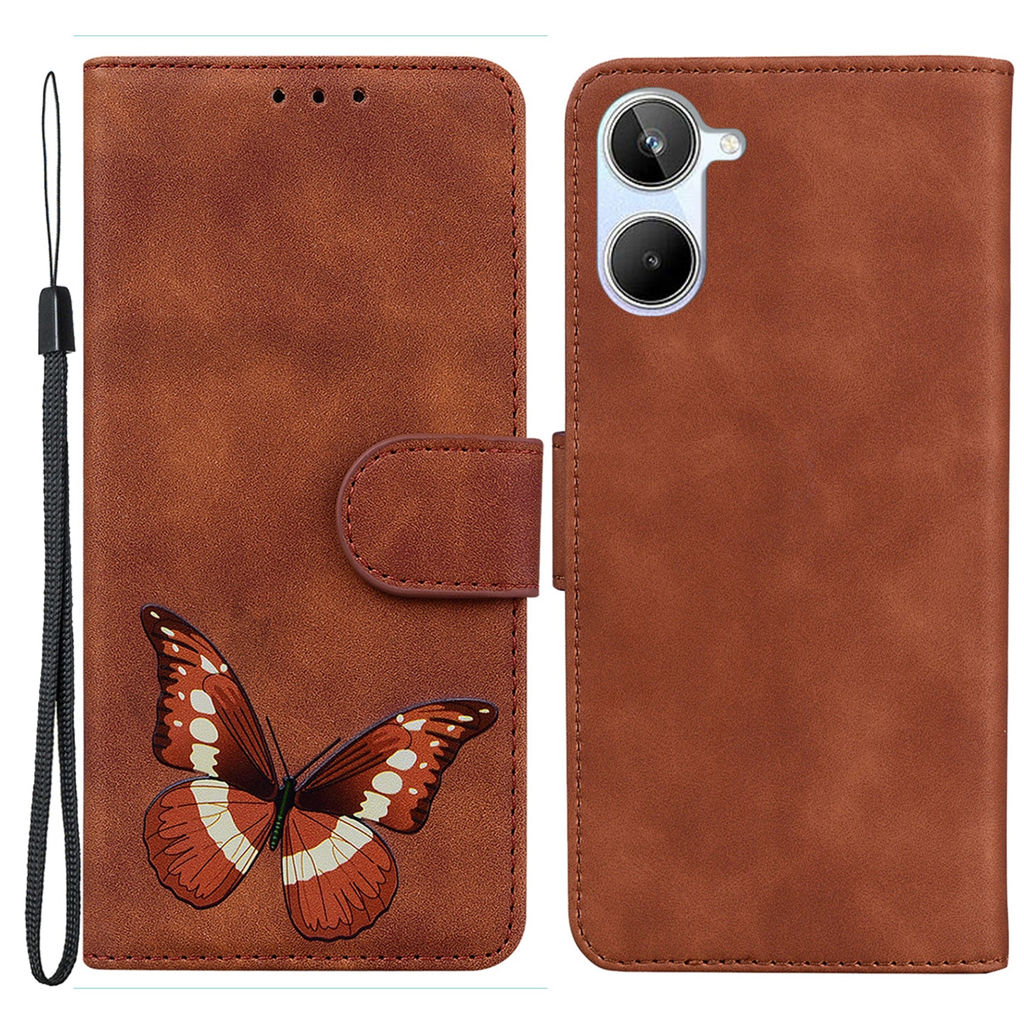 Phone Wallet Case for Realme 10 4G Butterfly Pattern Printing Stand Leather Phone Cover