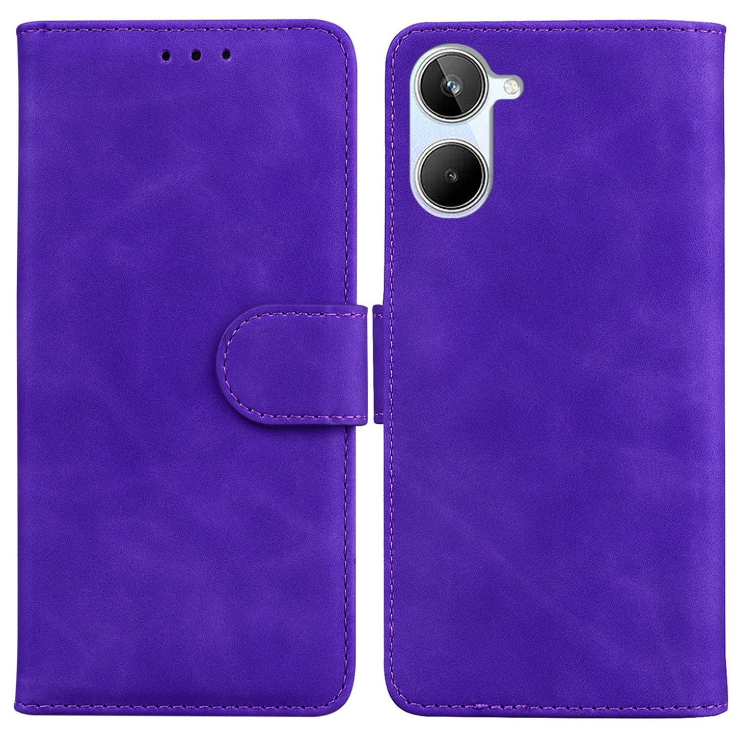 For Realme 10 4G PU Leather Phone Case Wallet Stand Solid Color Phone Cover
