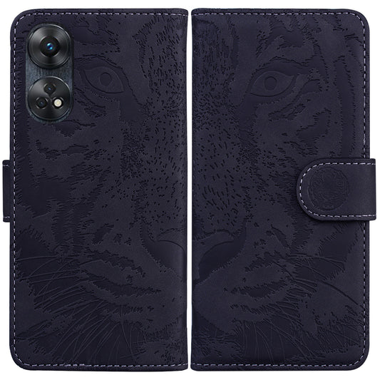 PU Leather Case for Oppo Reno8 T 4G , Tiger Pattern Imprinted Flip Wallet Stand Phone Cover