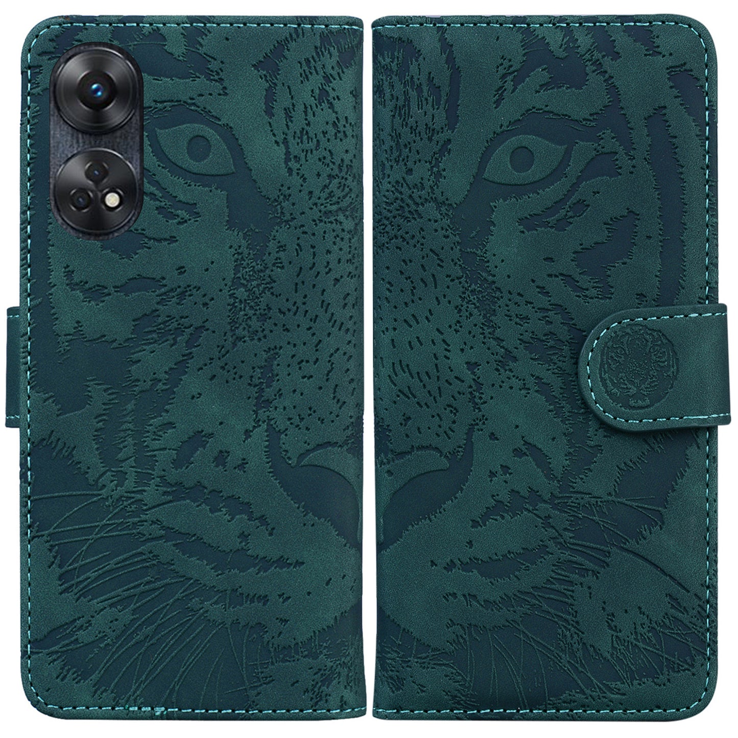 PU Leather Case for Oppo Reno8 T 4G , Tiger Pattern Imprinted Flip Wallet Stand Phone Cover