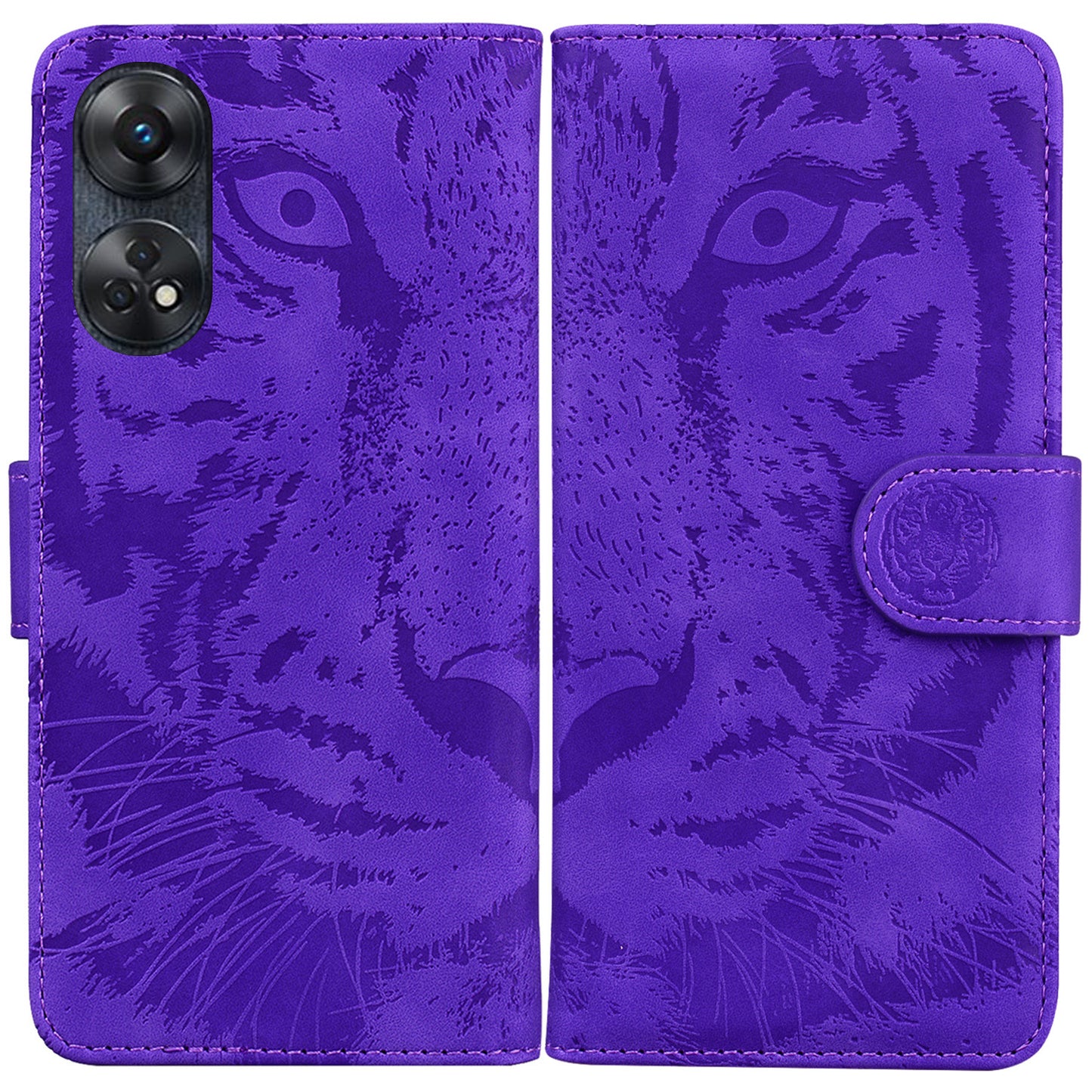 PU Leather Case for Oppo Reno8 T 4G , Tiger Pattern Imprinted Flip Wallet Stand Phone Cover