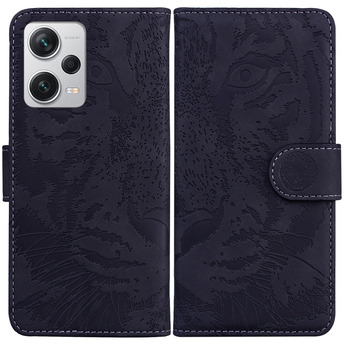 For Xiaomi Redmi Note 12 Pro+ 5G PU Leather Wallet Case Tiger Pattern Imprinted Stand Flip Phone Cover