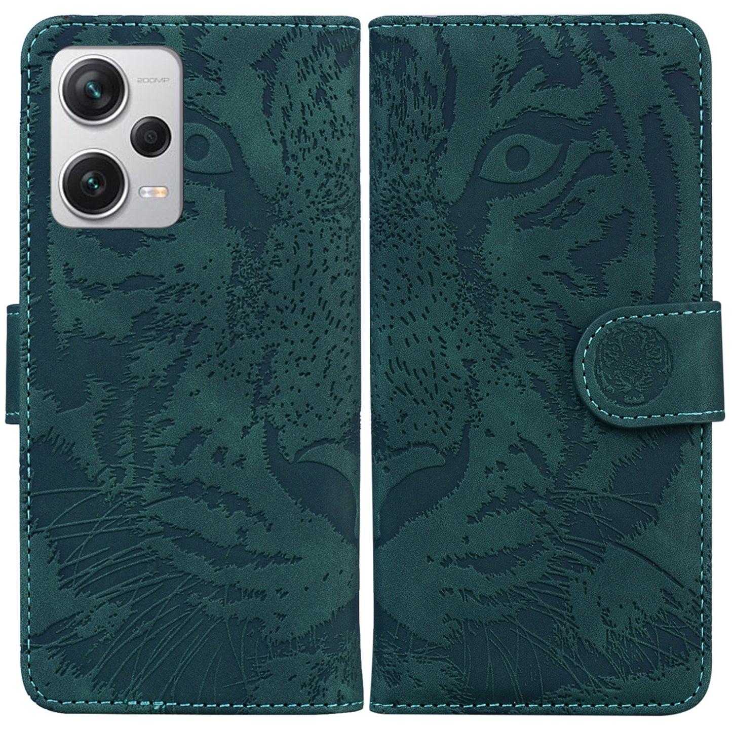For Xiaomi Redmi Note 12 Pro+ 5G PU Leather Wallet Case Tiger Pattern Imprinted Stand Flip Phone Cover