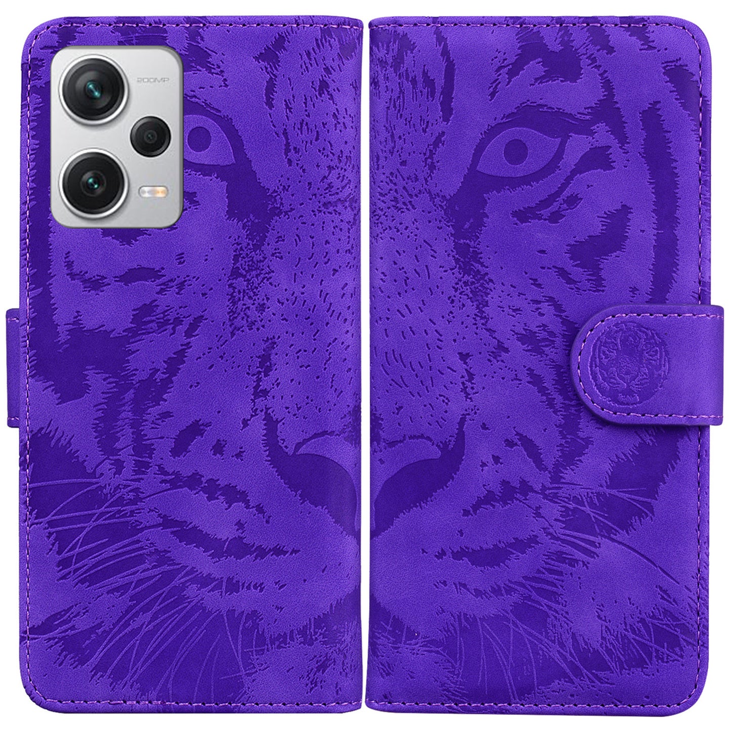 For Xiaomi Redmi Note 12 Pro+ 5G PU Leather Wallet Case Tiger Pattern Imprinted Stand Flip Phone Cover