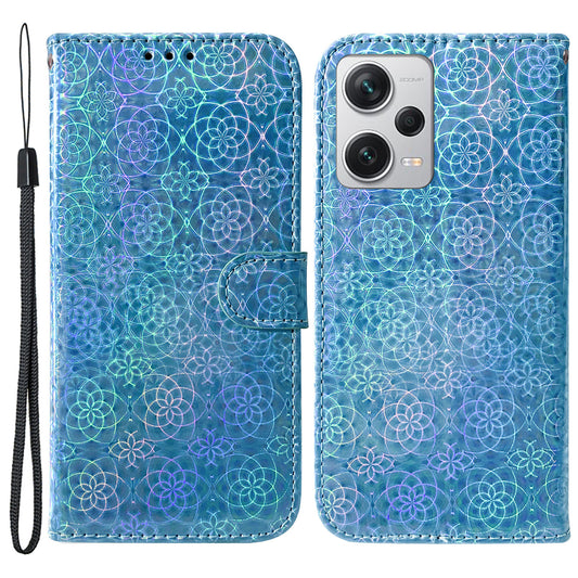 For Xiaomi Redmi Note 12 Pro+ 5G PU Leather Flip Case Dazzling Flower Pattern Wallet Stand Phone Cover