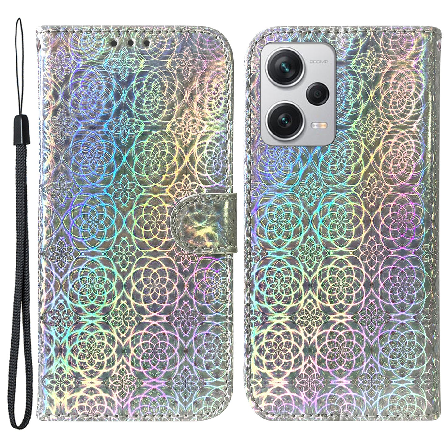 For Xiaomi Redmi Note 12 Pro+ 5G PU Leather Flip Case Dazzling Flower Pattern Wallet Stand Phone Cover