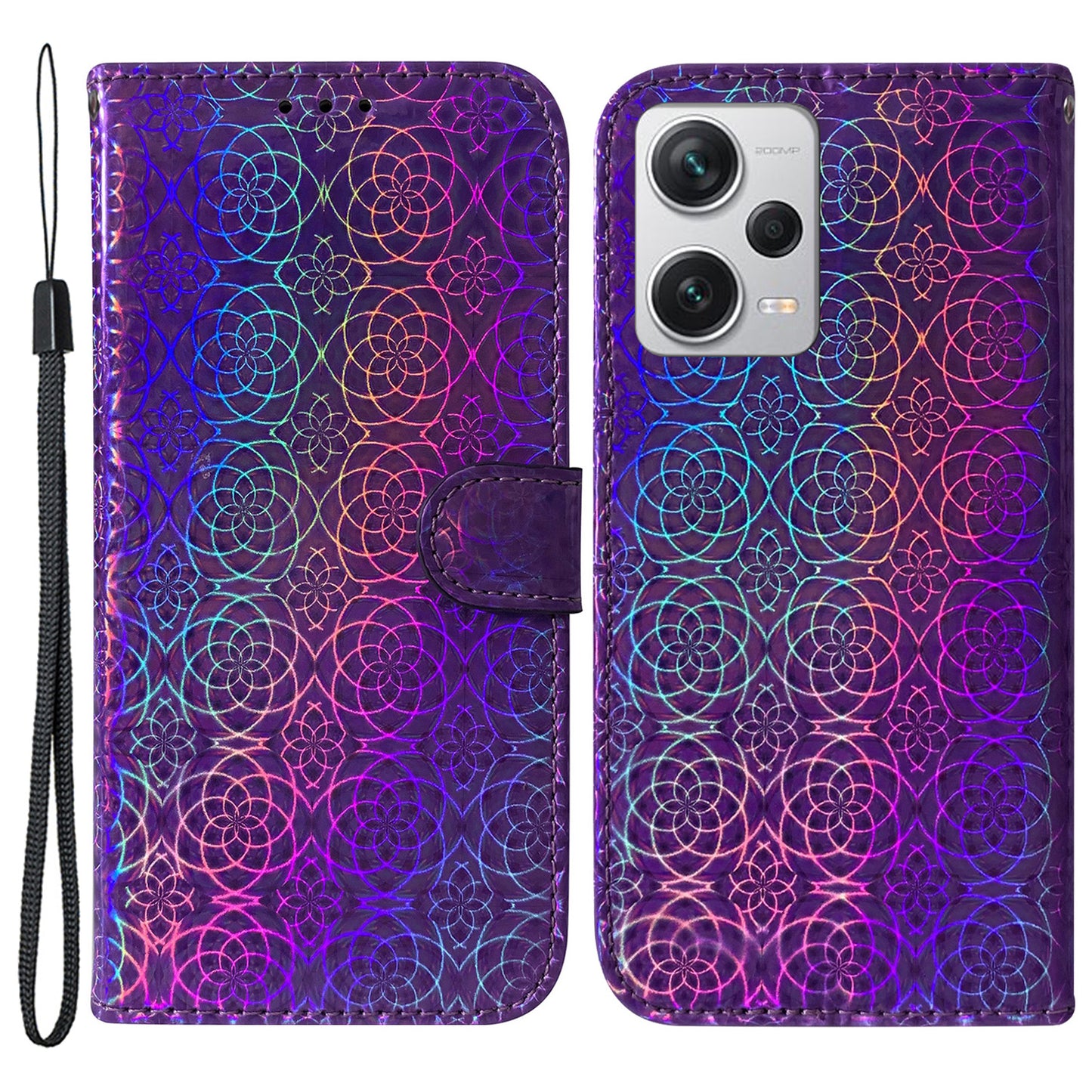 For Xiaomi Redmi Note 12 Pro+ 5G PU Leather Flip Case Dazzling Flower Pattern Wallet Stand Phone Cover