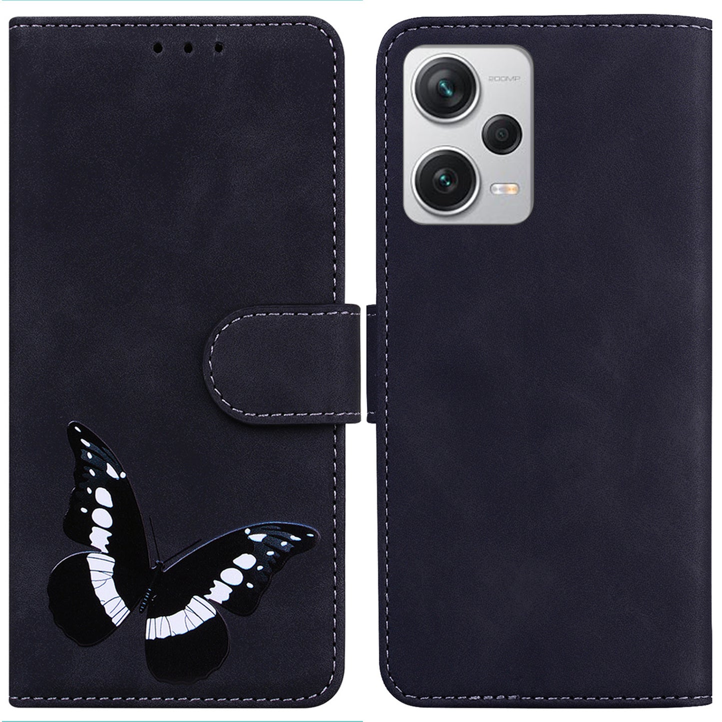 For Xiaomi Redmi Note 12 Pro+ 5G Leather Phone Case Wallet Stand Butterfly Pattern Printing Cover