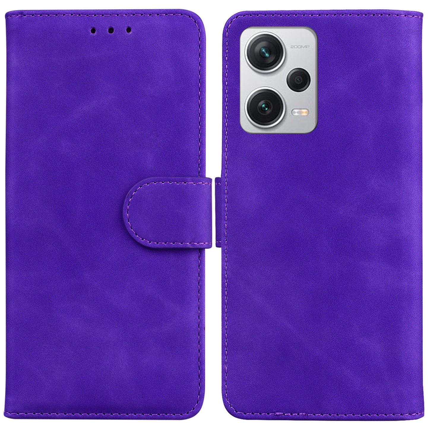 For Xiaomi Redmi Note 12 Pro+ 5G PU Leather Cover Solid Color Wallet Stand Protective Phone Case