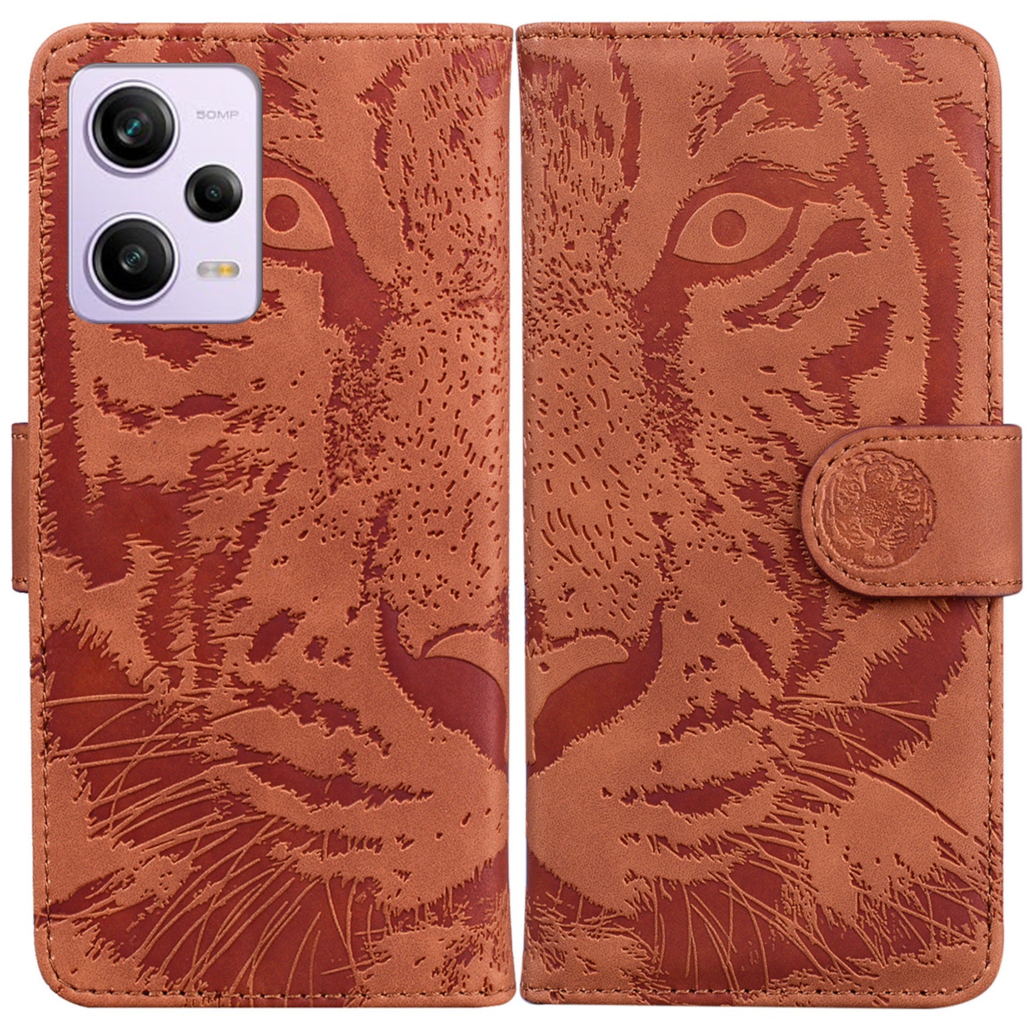 Leather Phone Case for Xiaomi Redmi Note 12 Pro 5G / Note 12 Pro Speed 5G / Poco X5 Pro 5G , Stand Tiger Pattern Imprinted Wallet Cover
