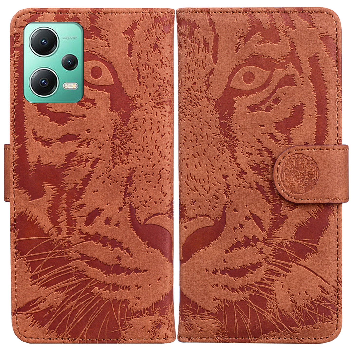 Leather Flip Phone Case for Xiaomi Redmi Note 12 5G (Global) / (India) / (China) / Poco X5 5G , Tiger Pattern Imprinted Stand Wallet Cover
