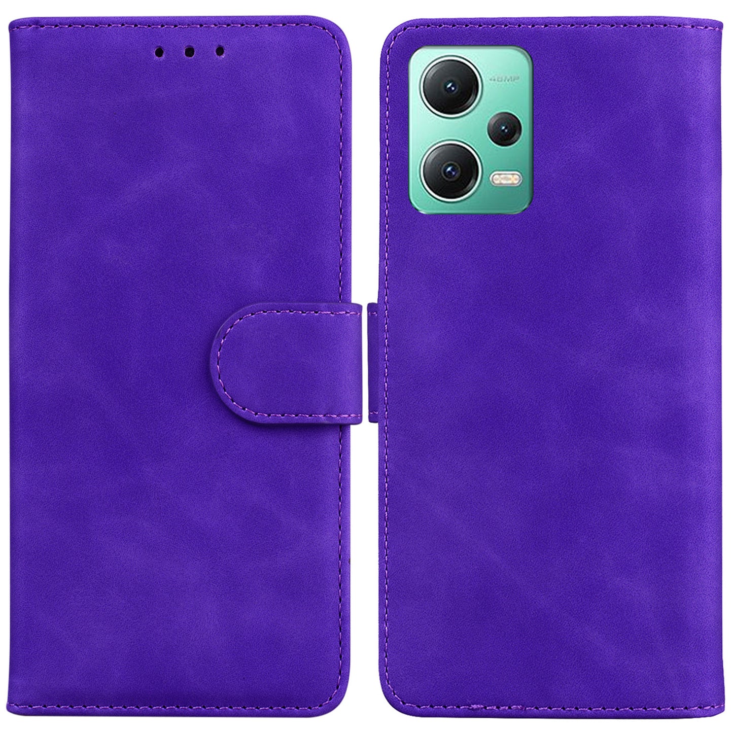 For Xiaomi Redmi Note 12 5G (Global) / (India) / (China) / Poco X5 5G PU Leather Phone Case Solid Color Stand Wallet Cover