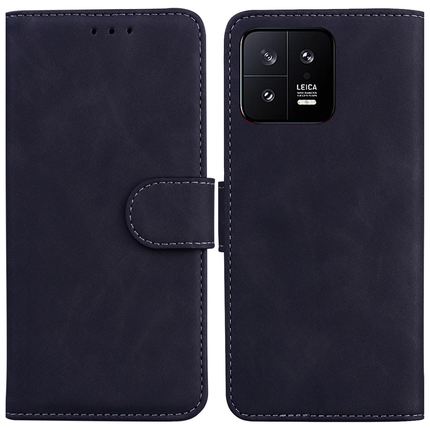For Xiaomi 13 5G PU Leather Solid Color Wallet Case Stand Magnetic Clasp Shockproof Phone Cover