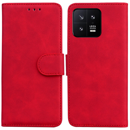 For Xiaomi 13 5G PU Leather Solid Color Wallet Case Stand Magnetic Clasp Shockproof Phone Cover