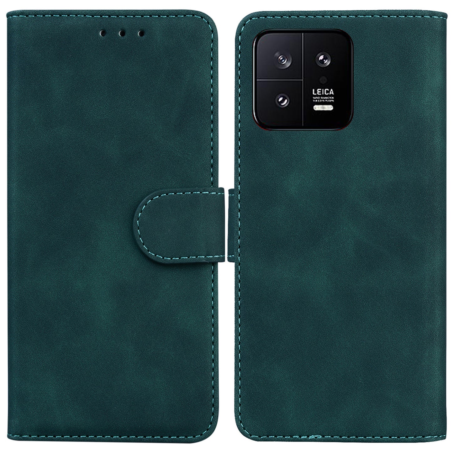 For Xiaomi 13 5G PU Leather Solid Color Wallet Case Stand Magnetic Clasp Shockproof Phone Cover