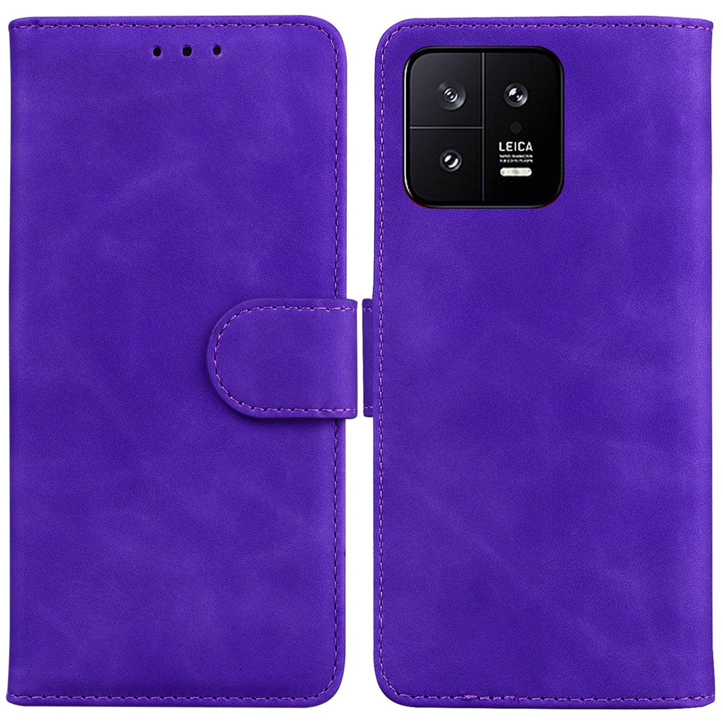 For Xiaomi 13 5G PU Leather Solid Color Wallet Case Stand Magnetic Clasp Shockproof Phone Cover