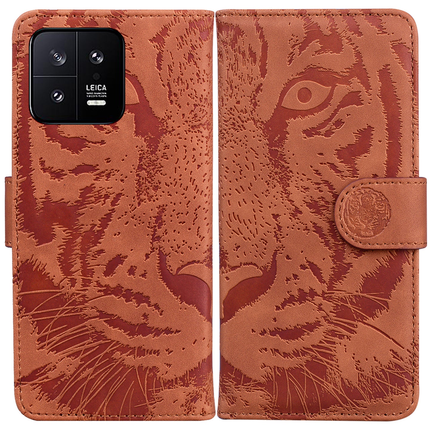 For Xiaomi 13 5G PU Leather Phone Case with Wallet Tiger Pattern Imprinted Stand Phone Bags Cover