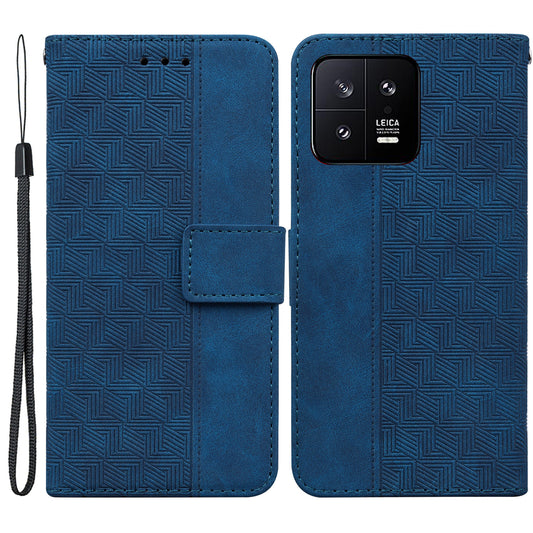 For Xiaomi 13 5G Anti-drop Phone Case Stand Imprinted Flip Leather Phone Cover with Wallet