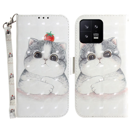 Cell Phone Cover Stand For Xiaomi 13 5G Anti-scratch PU Leather Flip Phone Case Wallet with Strap