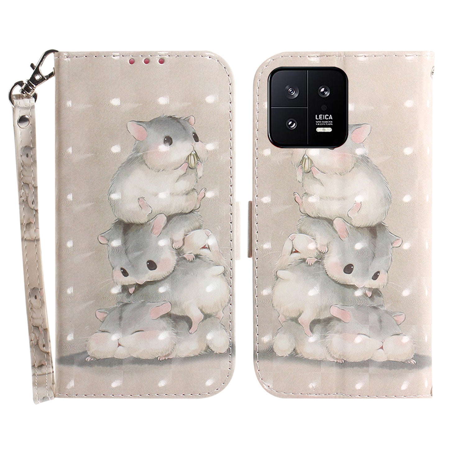Cell Phone Cover Stand For Xiaomi 13 5G Anti-scratch PU Leather Flip Phone Case Wallet with Strap