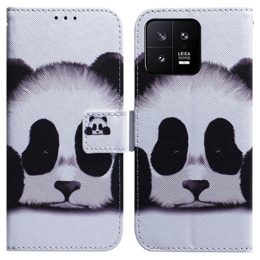 For Xiaomi 13 5G PU Leather Wallet Phone Case Pattern Printing Folding Stand Cover with Strap