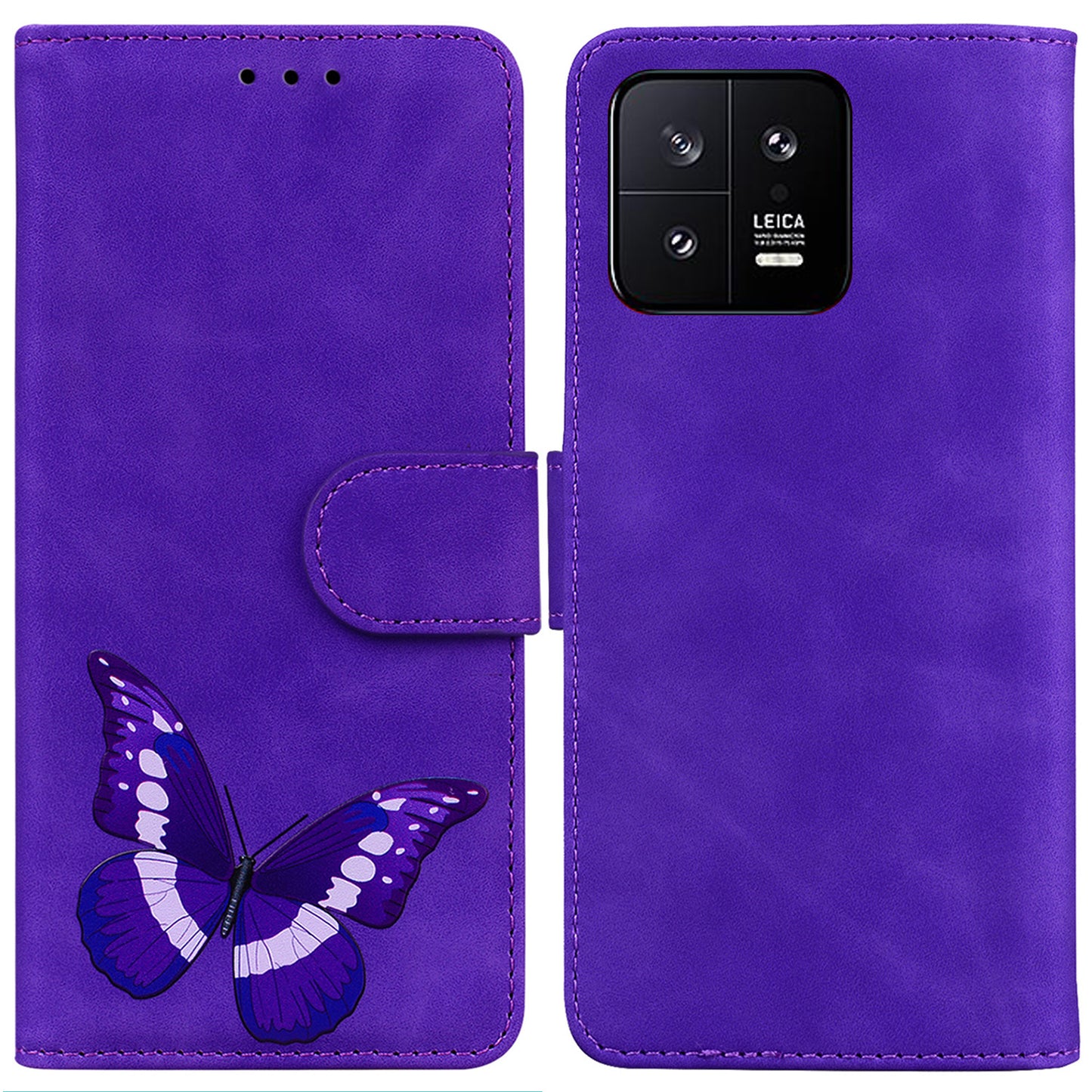 For Xiaomi 13 5G Butterfly Printing Folding Stand Cover Anti-drop Leather Wallet Phone Case