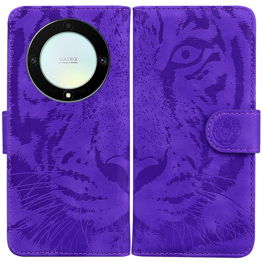 Flip Wallet Case for Honor X40 5G / X9a 5G / Magic5 Lite 5G , PU Leather Tiger Pattern Imprinted Stand Phone Cover