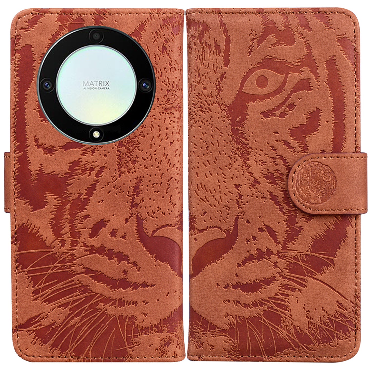 Flip Wallet Case for Honor X40 5G / X9a 5G / Magic5 Lite 5G , PU Leather Tiger Pattern Imprinted Stand Phone Cover